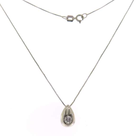 Powerful Diamond Tear Drop Pendant on Chain