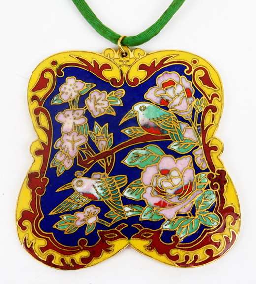 Large Chinese Cloisonne Butterfly Necklace