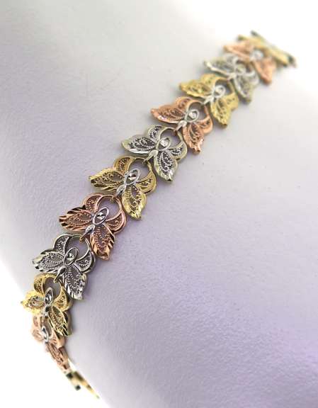 Ideal Tri Color Butterfly Gold Bracelet