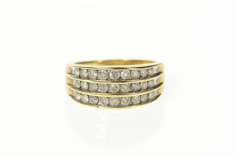 10K Yellow Gold Tiered Layered Cubic Zirconia Graduated Band Ring