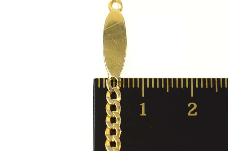 14K Yellow Gold 3.1mm Curb Chain Oval Engravable Anklet Bracelet