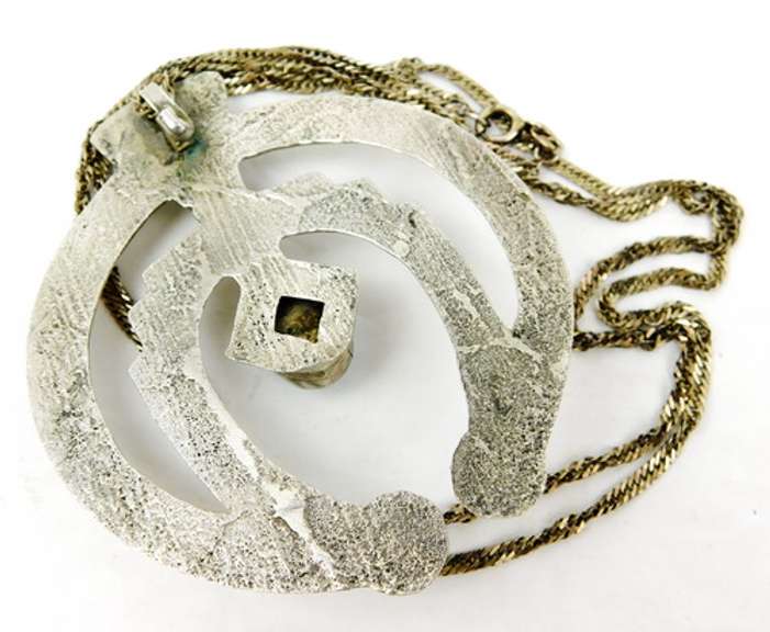 Early Navajo Sterling Sandcast Turquoise Naja & Chain