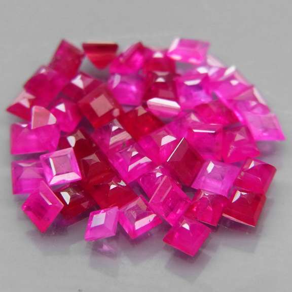 Premium 3.32ct 45 piece princess cut Ruby set