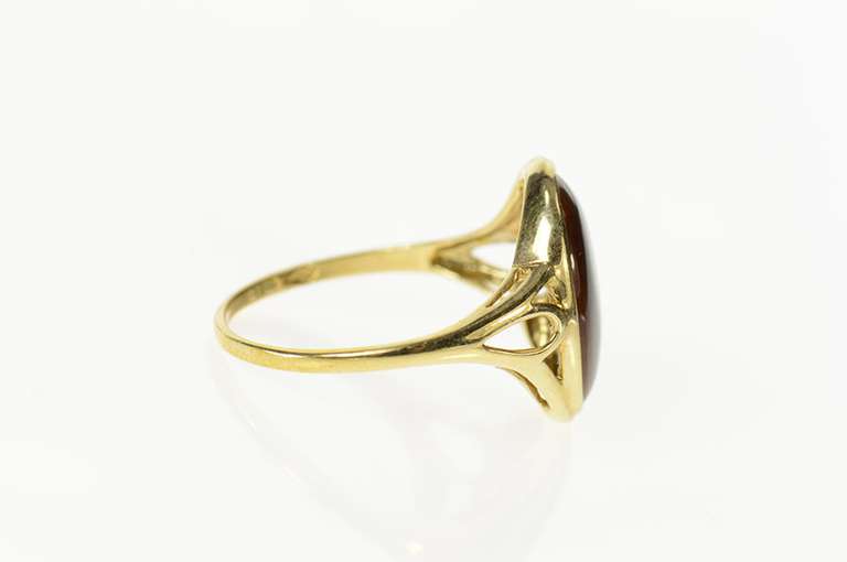 10K Yellow Gold Oval Tiger's Eye Retro Statement Ring