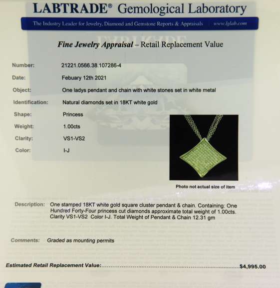 Masterpiece 18kt Square Cluster Diamond Pendant on Chain