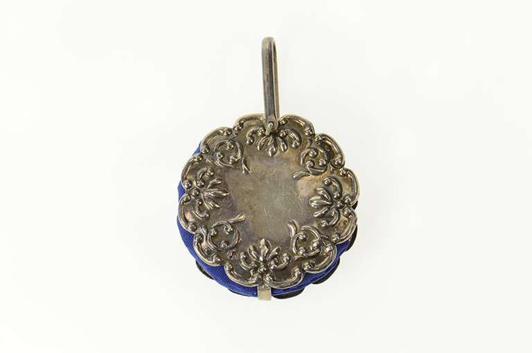 Sterling Silver Ornate Scroll Sewing Needle Pin Cushion Pendant