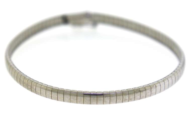 Simple 14kt White Gold Omega Bracelet