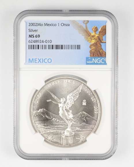 MS69 2002 MO Mexico 1 Onza .999 Fine Silver - Graded NGC