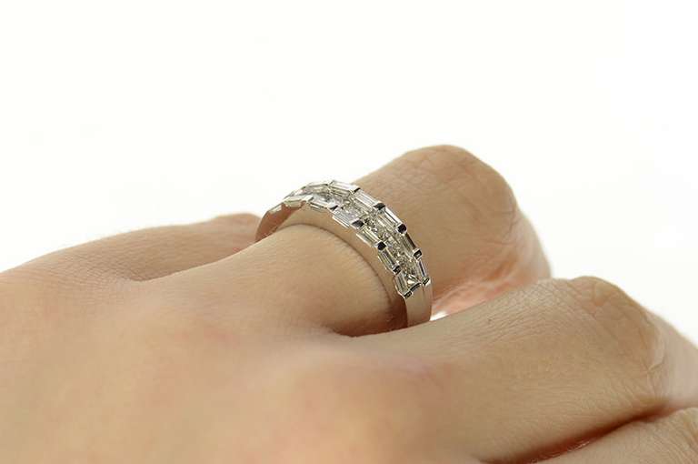 18K White Gold 1.65 Ctw Princess Diamond Wedding Band Ring