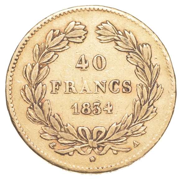 1834 France 40 Francs - World Gold Coin LOUIS PHILIPPE I