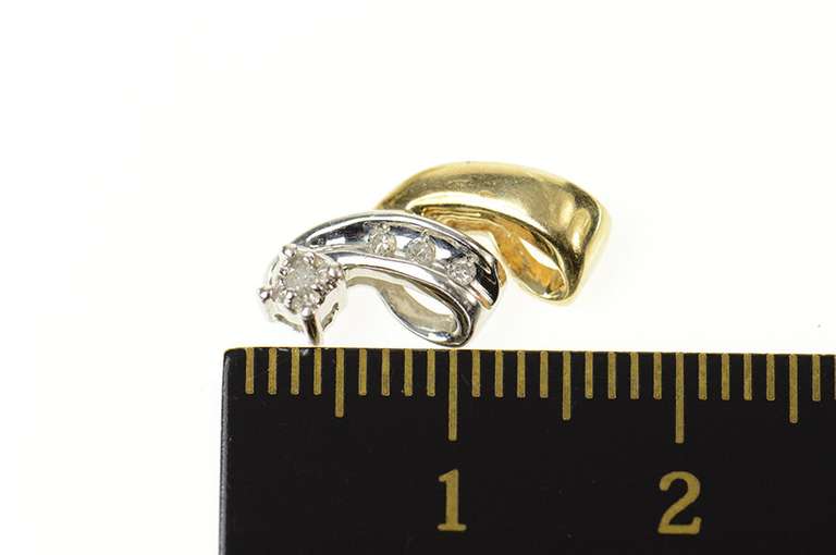 10K Yellow Gold Two Tone Diamond Spiral Curvy Statement Pendant