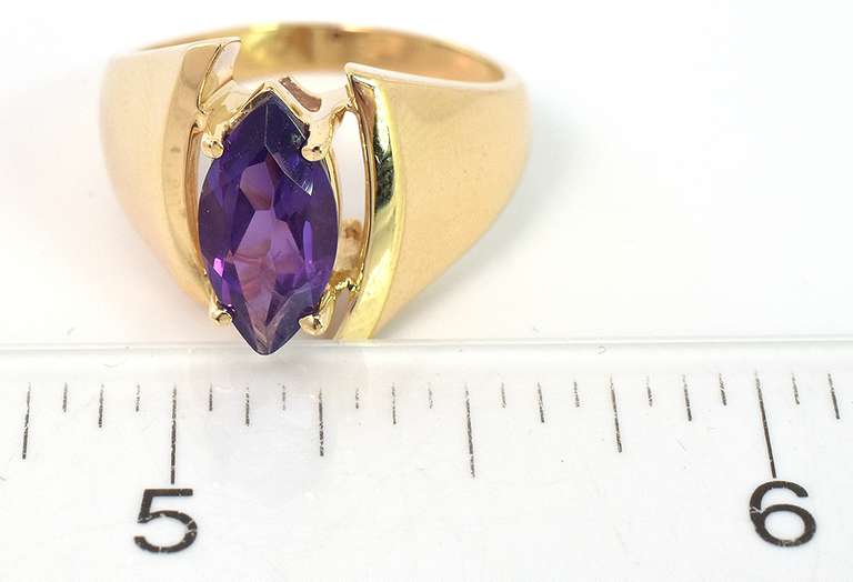 Bold Amethyst Ring in 14KT Yellow Gold