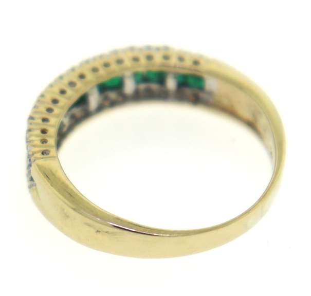 Fabulous Square Cut Emerald and Diamond Band