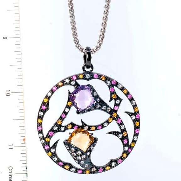 Amethyst & Citrine Pendant Necklace