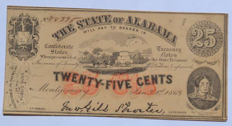 25 Cent State Of Alabama  Note
