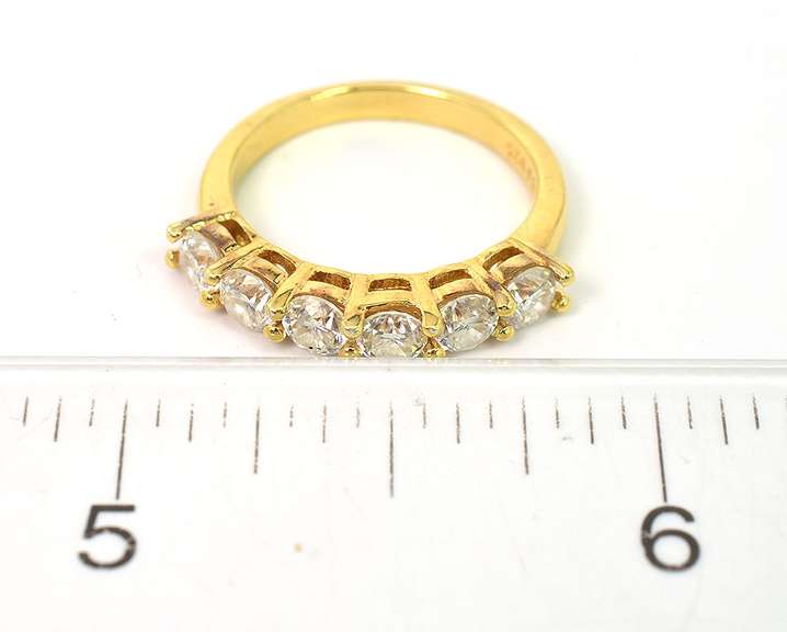 Glittering Moissanite Ring in Vermeil, Size 4-3/4