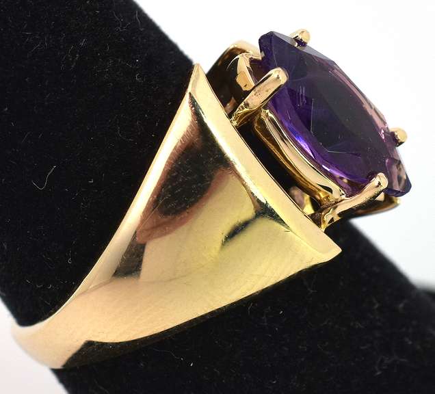 Bold Amethyst Ring in 14KT Yellow Gold