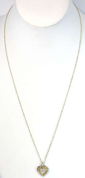 Sterling Silver CZ Heart Necklace