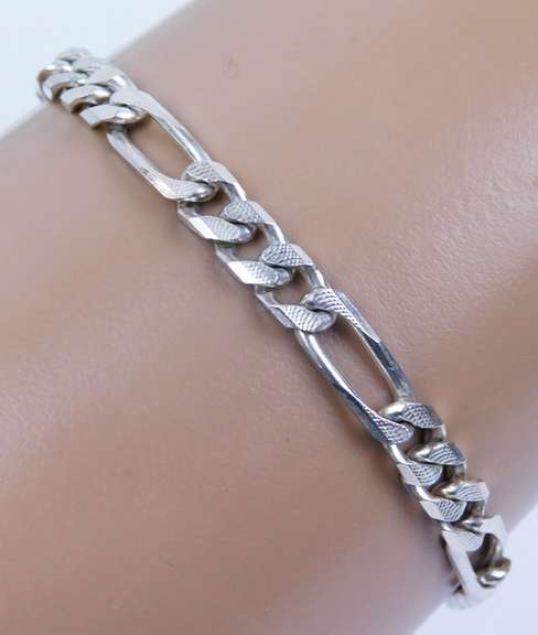 Italian Sterling Figaro Bracelet, Unisex 8.25 In
