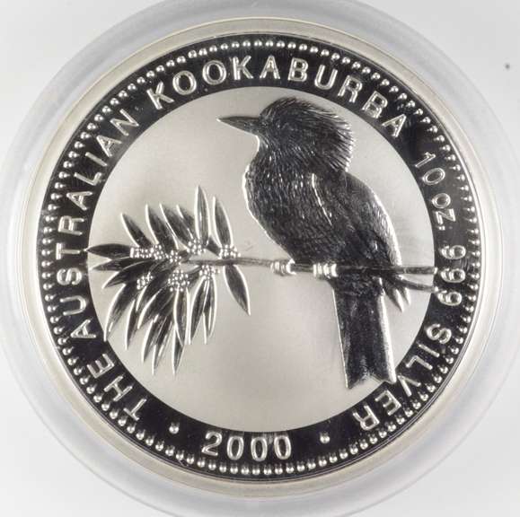 2000 Australia 10 Dollars - 10 Oz. .999 Fine Silver Kookaburra