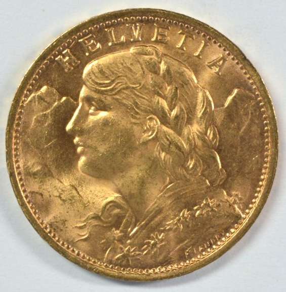 Superb Gem BU 1935-B Switzerland 20 Francs Gold Piece
