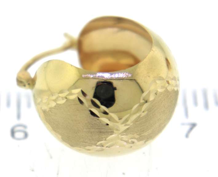 Simple Yellow Gold Domed Hoop Earrings