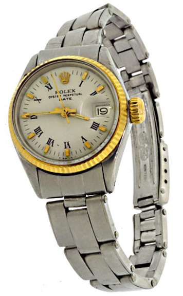 Ladies Stainless Steel Rolex with White Dial
