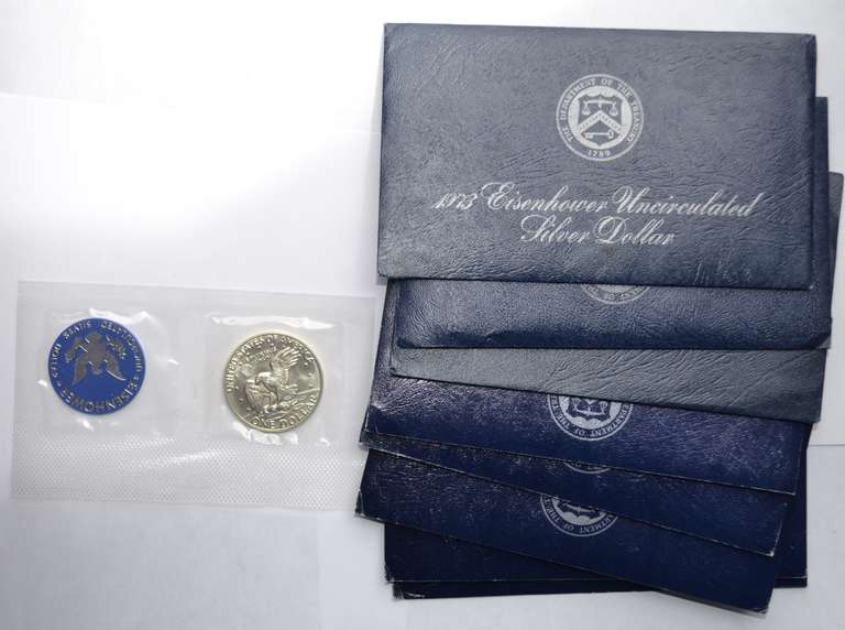 8 1971 73 &74 Blue Pack Unc Ike Silver Dollars