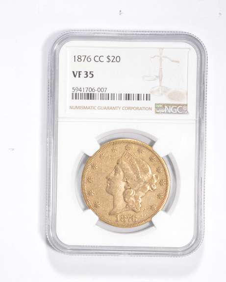 VF35 1876-CC $20 Liberty Head Gold Double Eagle - Graded NGC