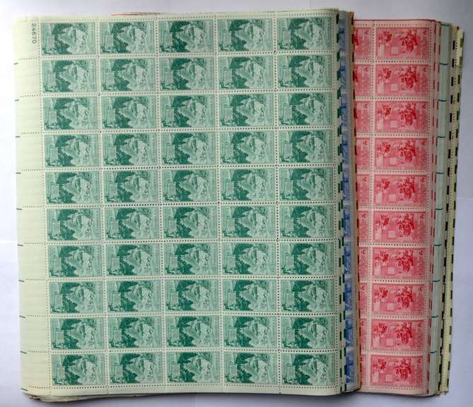 30 Mint 3 Cent US Comm Stamp Sheets 1940-50 Era