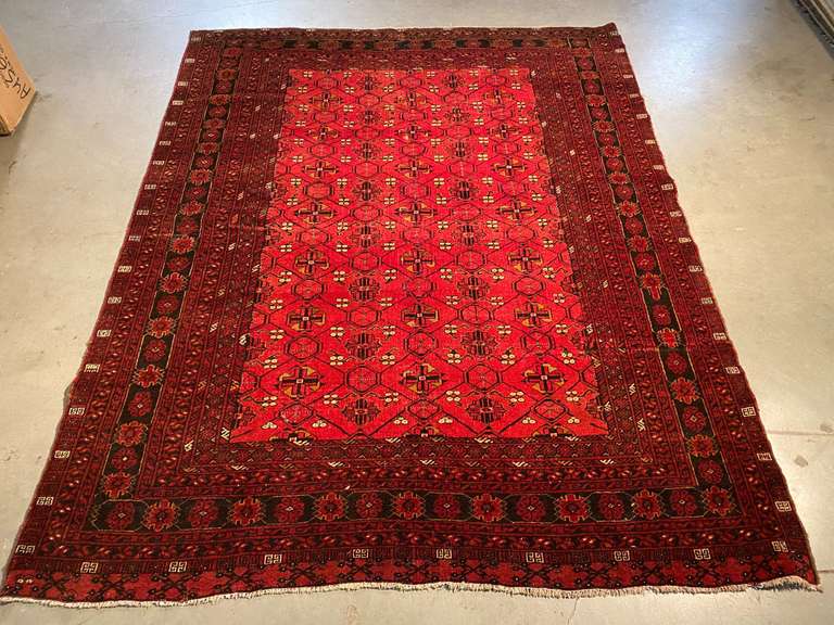 EXQUISITE VINTAGE AFGHAN RUG 5'.2"X6'.6"