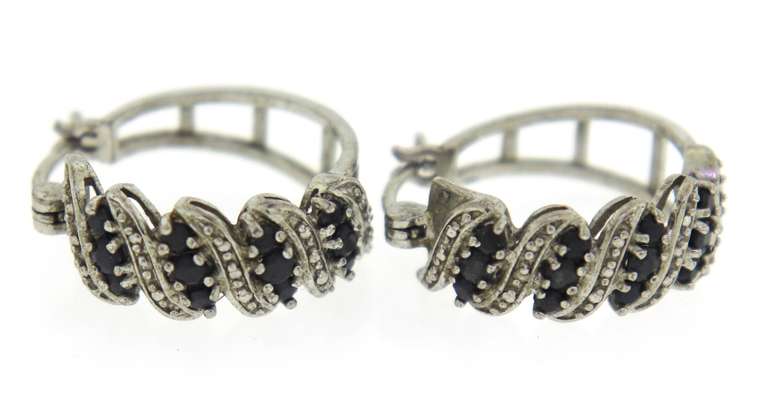 Sterling Silver Hoop Gemstone Earrings