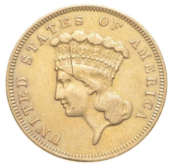 1856-S $3 Indian Princess Head Gold Three-Dollar Piece