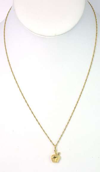 Adorable Apple Necklace in 14KT Yellow Gold