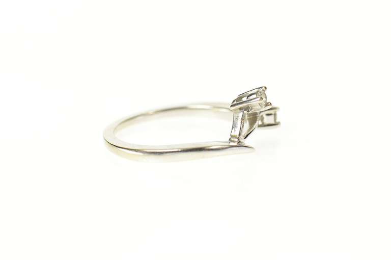 14K White Gold Diamond Inset Wrap Bypass Wedding Band Ring