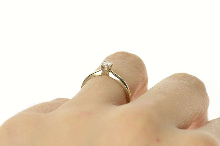 14K White Gold 0.19 Ct Diamond Solitaire Classic Engagement Ring