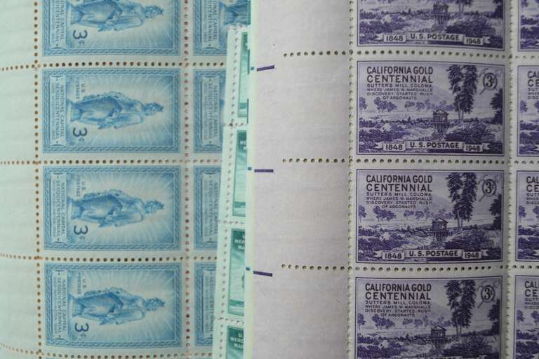 30 Mint 3 Cent US Comm Stamp Sheets 1940-50 Era