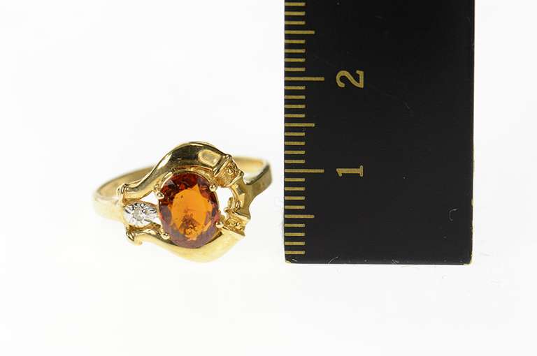 14K Yellow Gold Syn. Garnet Diamond Ornate Statement Ring