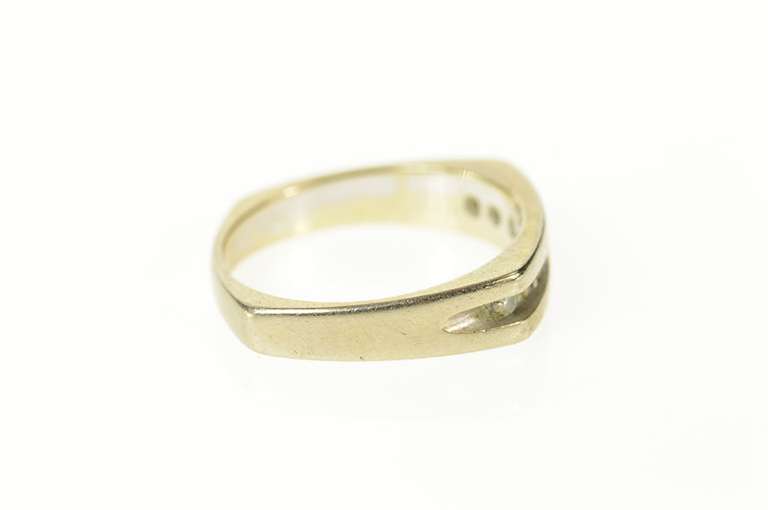 14K White Gold Classic Squared Diamond Wedding Band Ring