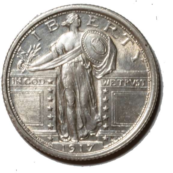 1917 Full Head Frosty White BU Standing Liberty Quarter
