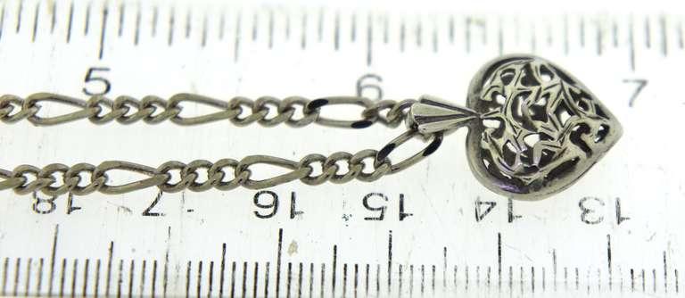Sterling Silver Figaro Chain with Heart Pendant