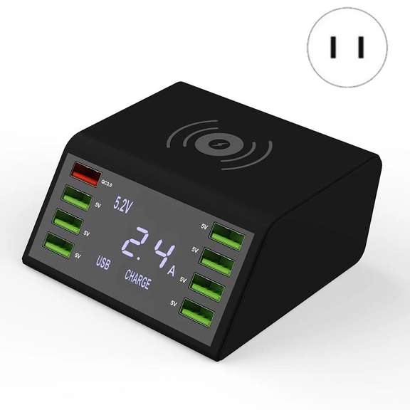 60W 8 Port USB Digital Display Wireless Charger