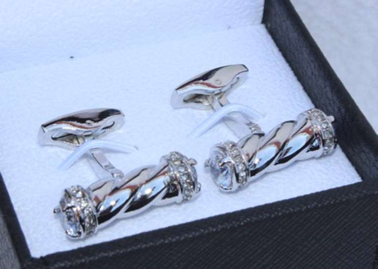 Handsome Pair Jeweled Style Cufflinks By Carelli