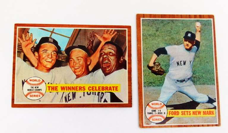 2 Topps 1962 World Series Baseball Cards