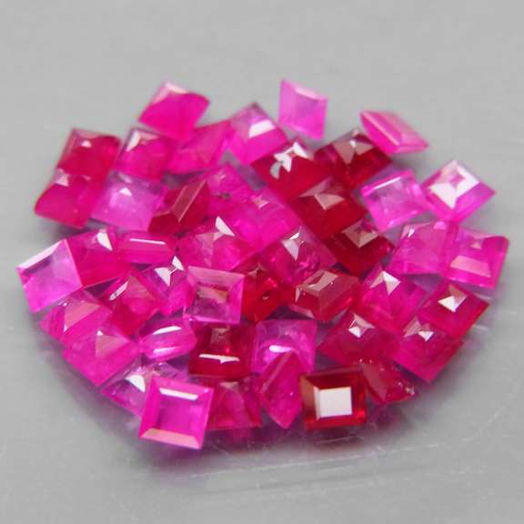 Premium 3.22ct 65 piece princess cut Ruby set