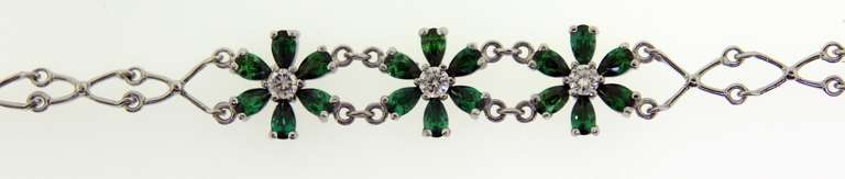 Sterling Silver Green Stone Floral bracelet