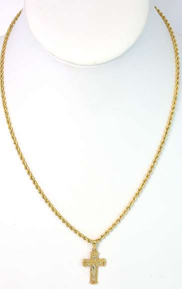 Cross Necklace with Diamond Accent in 14KT Yellow Gold