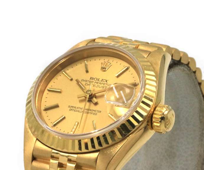 Ladies Rolex Datejust 26mm Champagne Stick Dial watch