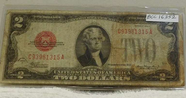 1928-D $2.00 US Note, red seal, circ