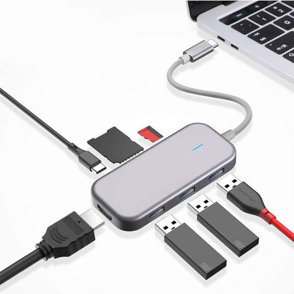 7 in 1 USB-C Data Hub with 3-Port USB 3.0